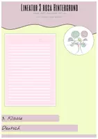 Vorschau - Arbeitsblätter - Arbeitsblatt: Deutsch Lineatur 3 - einzeilig 4 mm - DIN A4 mit Name und Datum rosa Hintergrund ||20 Seiten Ns394D36-2 - Deckblatt