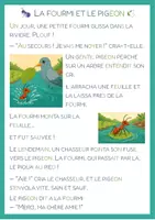 Aperçu - Feuilles d'exercices - Conte "La Fourmi et le Pigeon" - 4 pages pour apprendre à lire en maternelle - Page 1