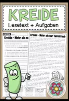 Vorschau - Arbeitsblätter - Kreide - mehr als nur Tafelstaub (Lesetext + Arbeitsblatt) - Deckblatt