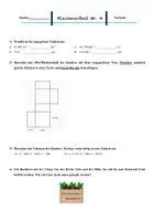 Vorschau - Klassenarbeiten - Klassenarbeit Oberfläche/Volumen Quader 6R - Deckblatt