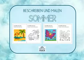 Vorschau - Arbeitsblätter - Beschreiben und malen Sommer - Partnerarbeit - Maldiktat - Deckblatt