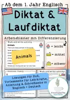 Vorschau - Arbeitsblätter - Englisch 5 Minuten Diktate und Laufdiktate "Animals" mit Differenzierung #4 - Deckblatt