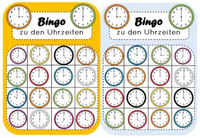 Vorschau - Spiele - Bingospiel zu den Uhrzeiten volle Stunden ablesen ab Klasse 1 - Seite 1