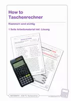 Vorschau - Arbeitsblätter - Rechnen mit dem Taschenrechner Klammerübungen - Deckblatt