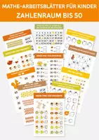 Vorschau - Arbeitsblätter - Mathe-Arbeitsblätter, Mathe-Übungen Kinder, Zahlenraum bis 50. - Deckblatt