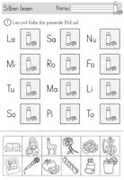 Vorschau - Arbeitsblätter - Erstes Lesen - Silben lesen, kleben & schreiben - Seite 1