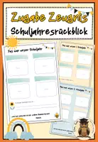 Vorschau - Mal- und Bastelvorlagen - Rückblick Schuljahr Zeugnis Zugabe alle Klassenstufen - Deckblatt