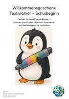 Vorschau - Mal- und Bastelvorlagen - Schulbeginn Geschenk Textmarker - Deckblatt