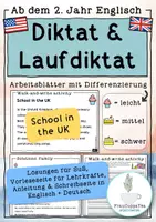 Vorschau - Arbeitsblätter - Englisch 5 Minuten Diktate und Laufdiktate "School in the UK" mit Differenzierung #8 - Deckblatt