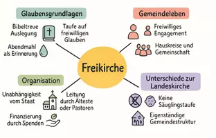 Vorschau - Arbeitsblätter - AB mit Fragen zum Thema "Freikirche" + Lösungsblatt + Mindmap + Infografik - Seite 2