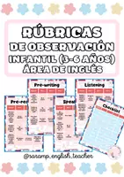 Vista previa - Evaluación - RÚBRICAS DE OBSERVACIÓN- ÁREA DE INGLÉS (INFANTIL 3-6 AÑOS) - Portada
