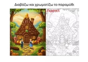 Προεπισκόπηση - Διδακτικά / Σχολικά βιβλία - Διαβάζω και Χρωματίζω το παραμύθι Χάνσελ και Γκρέτελ - Εξώφυλλο