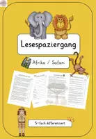 Vorschau - Arbeitsblätter - Lesespaziergang Afrika / Safari (5-fach differenziert) / Zootiere - Deckblatt