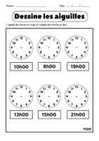Aperçu - Feuilles d'exercices - Les heures piles exercices (5 feuilles) - Page 3