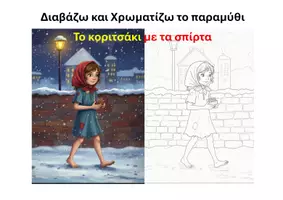 Προεπισκόπηση - Διδακτικά / Σχολικά βιβλία - Διαβάζω και χρωματίζω το παραμύθι: To κοριτσάκι με τα σπίρτα - Εξώφυλλο
