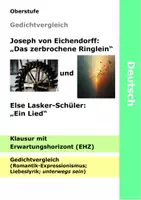 Vorschau - Klassenarbeiten - Gedichtvergleich - Romantik und Expressionismus - unterwegs sein Liebeslyrik - Klausur mit EHZ - Deckblatt
