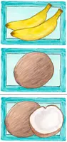Vorschau - Bildkarten - Picture Cards Früchte 1 (Apfel, Zitrone, Orange, Avocado, Banane, Erdbeere, Himbeere, Blaubeere, Kokosnuss, Maracuja) - Deckblatt