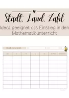 Vorschau - Arbeitsblätter - Stadt, Land, Zahl - Deckblatt