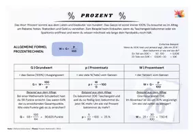 Vorschau - Merkblätter - Prozentrechnen Grundlagen | Merkblatt - Deckblatt