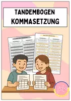 Vorschau - Arbeitsblätter - Tandembogen: Kommasetzung (sw + Farbe) - Deckblatt
