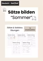 Vorschau - Arbeitsblätter - Sätze bilden Übungen: "Sommer" - Deckblatt