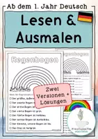 Vorschau - Mal- und Bastelvorlagen - Paket Deutsch & Englisch: Lesen und ausmalen "Regenbogen" - Seite 1