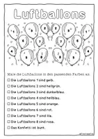 Vorschau - Arbeitsblätter - Lesen und ausmalen "Luftballons" (zwei Versionen) - Seite 1