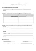 Vorschau - Arbeitsblätter - Klassenarbeit Kraft und ihre Wirkungen Reibung mit Lösungen - Deckblatt