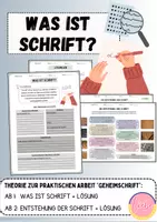 Vorschau - Arbeitsblätter - Kunst: Was ist Schrift und Entstehung der Schrift - Deckblatt