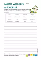 Vorschau - Arbeitsblätter - Wörter werden zu Geschichten - kreatives Schreiben - Deckblatt