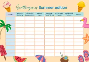 Aperçu - Jeux - SUMMER: Scattergories / English Game / ESL / Warm-up - Page 2