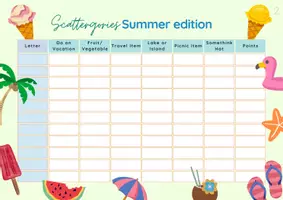 Aperçu - Jeux - SUMMER: Scattergories / English Game / ESL / Warm-up - Page 3