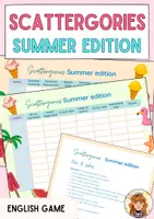 Aperçu - Jeux - SUMMER: Scattergories / English Game / ESL / Warm-up - Page de couverture