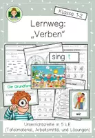 Vorschau - Arbeitsblätter - Verben- Lernweg mit 5 Stationen (Klasse 1-2) - Deckblatt