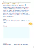 Vorschau - Arbeitsblätter - Rechengeschichte - Der warme Sommer / Thema Wasser - Seite 1