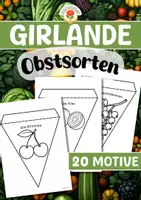 Vorschau - Mal- und Bastelvorlagen - Girlande - Obstsorten - Deckblatt