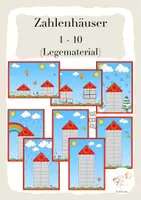 Vorschau - Stationenlernen - Zahlenhäuser 1 - 10 (Legematerial, Klettmappe) - Deckblatt