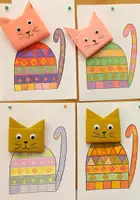 Vorschau - Mal- und Bastelvorlagen - 3D Katzenbild - Deckblatt
