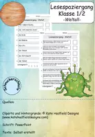 Vorschau - Arbeitsblätter - Lesespaziergang Weltall - Klasse 1 / 2 - differenziert - Deckblatt