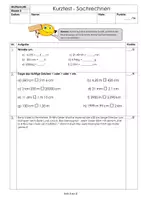Vorschau - Test - Kurztest Sachrechnen - Zeit, Geld, Längen & Gewicht - Deckblatt