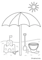 Vorschau - Mal- und Bastelvorlagen - Ausmalbild mit Strand-Motiv ☀️⛱ - Deckblatt