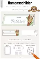 Vorschau - Mal- und Bastelvorlagen - Einschulung: Namensschilder für deine Faultierklasse (ab Kl.1) - Deckblatt