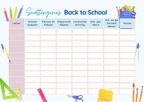 Aperçu - Jeux - BACK TO SCHOOL: Scattergories / English Game / ESL EFL - Page 2