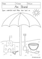 Vorschau - Arbeitsblätter - Schwungübungen mit Sommer- & Strand-Motiven ☀️⛱🍉 - Seite 1