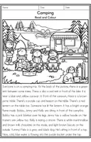 Aperçu - Feuilles d'exercices - Camping - Read & Colour (Anglais) - Page 1