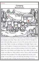 Aperçu - Feuilles d'exercices - Camping - Read & Colour (Anglais) - Page 2