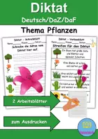 Vorschau - Test - GRATIS - Diktat Thema Pflanzen - DaZ/DaF, Deutsch (Klasse 1 bis 4) - Deckblatt