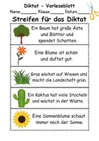Vorschau - Test - GRATIS - Diktat Thema Pflanzen - DaZ/DaF, Deutsch (Klasse 1 bis 4) - Seite 1
