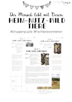 Vorschau - Arbeitsblätter - Unterscheidung Heim- Nutz- Wildtiere, Gruppenpuzzle - Deckblatt