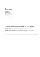 Vorschau - Stundenentwürfe - Unterrichtsentwurf Deutsch-Rap (Lyrik nach 1990) - Deckblatt